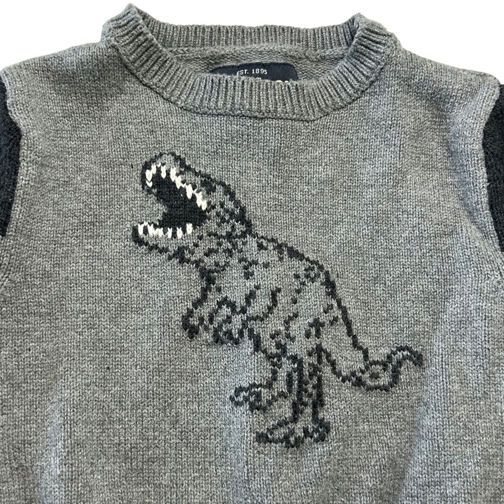 OshKosh B'gosh Toddler Boys 18M Gray Dinosaur Striped Sweater
